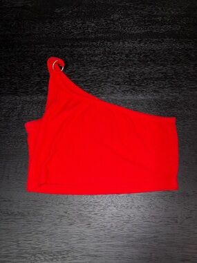 Emma & Sam Red One-Shoulder Ring Detail Crop Top
